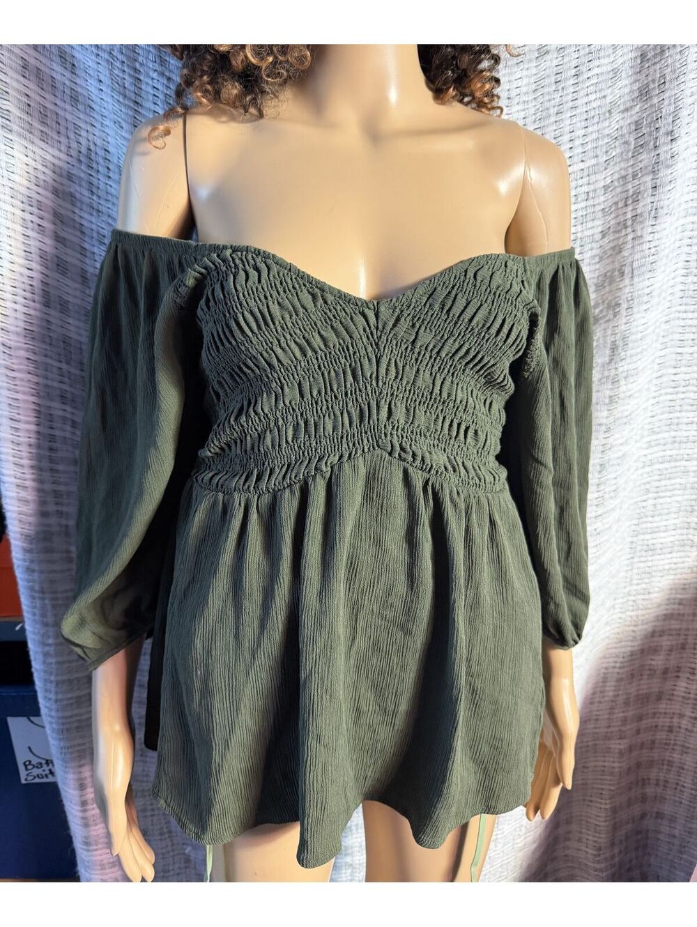 TOP Torrid Olive Green Smocked Top Size 2